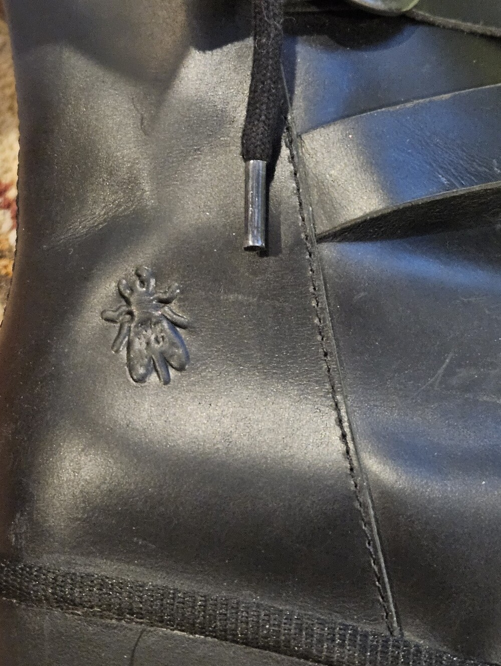 Fly London Women's Black Lace-Up Ankle Boots with Buckle Strap - Picture 4 of 6